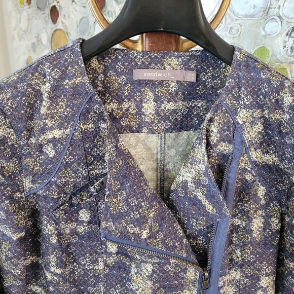 Sandwich Steel Blue and Cream Abstract Print Jacket EU 36/US 6 - Picture 3 of 16
